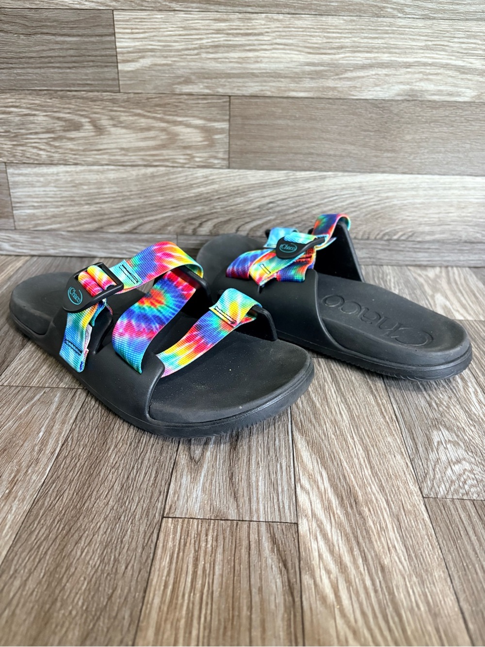 Chaco Chillos Slide in Dark Tie Dye Adjustable Jacquard Webbing Ladder Buckle 9